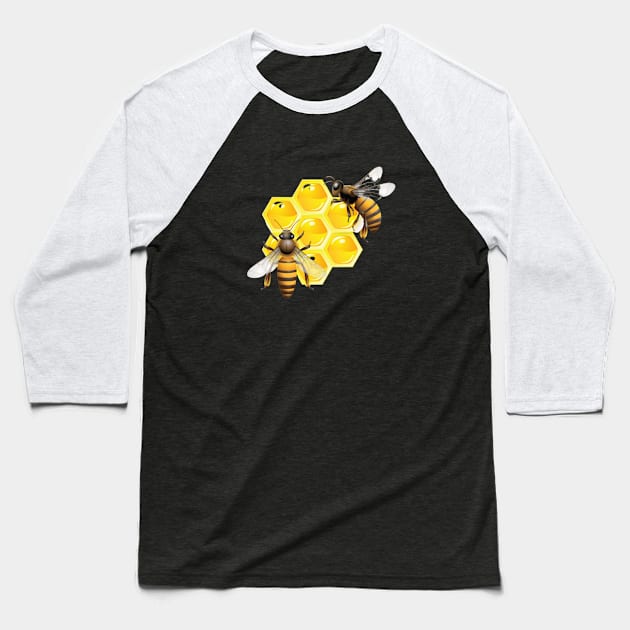 Bee Honeycomb Baseball T-Shirt by Qurax